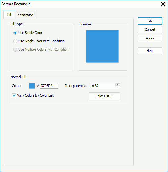 Format Rectangle dialog - Fill