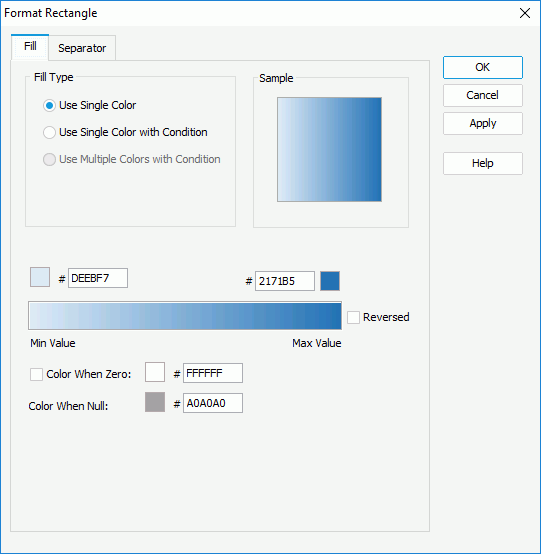 Format Rectangle dialog - Fill