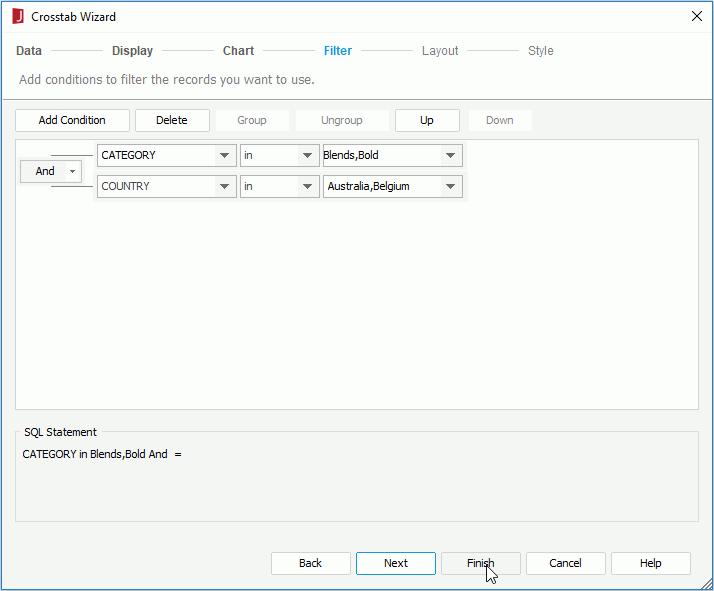 Specify Filter Conditions