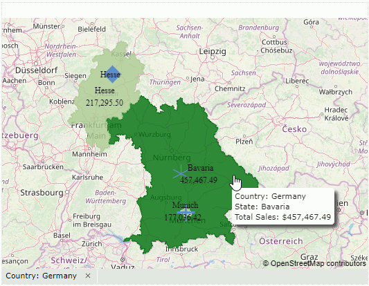 Click Geographic Map in Dashboard with Information of a State
