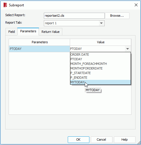 Set a Value for the Supreport Parameter