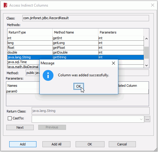 Define Access Indirect Columns