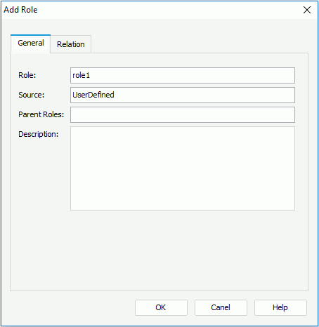 Add Role dialog - General