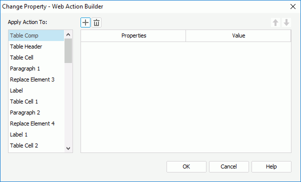 Change Property - Web Action Builder dialog