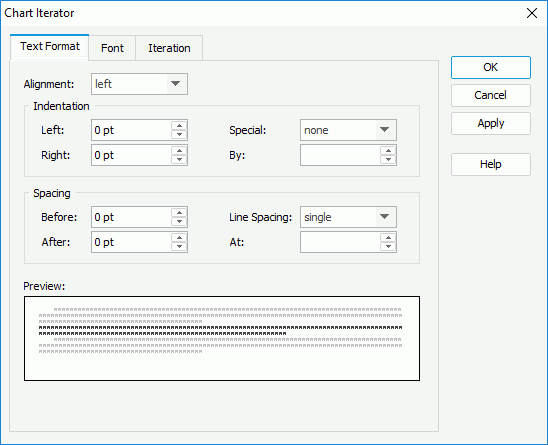Chart Interator dialog - Text Format