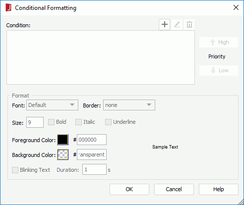 Conditional Formatting dialog