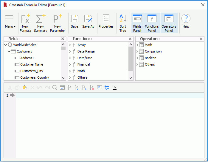 Crosstab Formula Editor