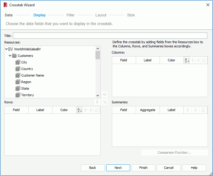 Crosstab Wizard - Display