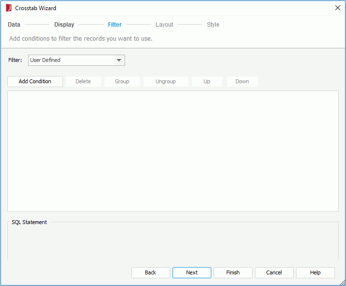 Crosstab Wizard - Filter
