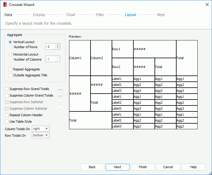 Crosstab Wizard - Layout