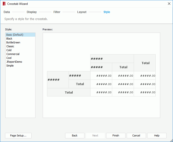 Crosstab Wizard - Style