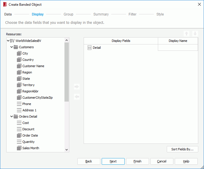 Create Banded Object - Display