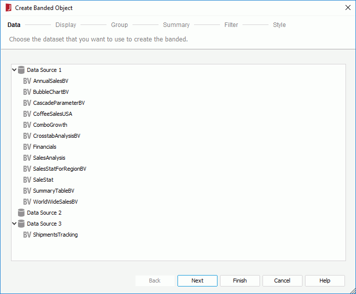 Create Banded Object - Data