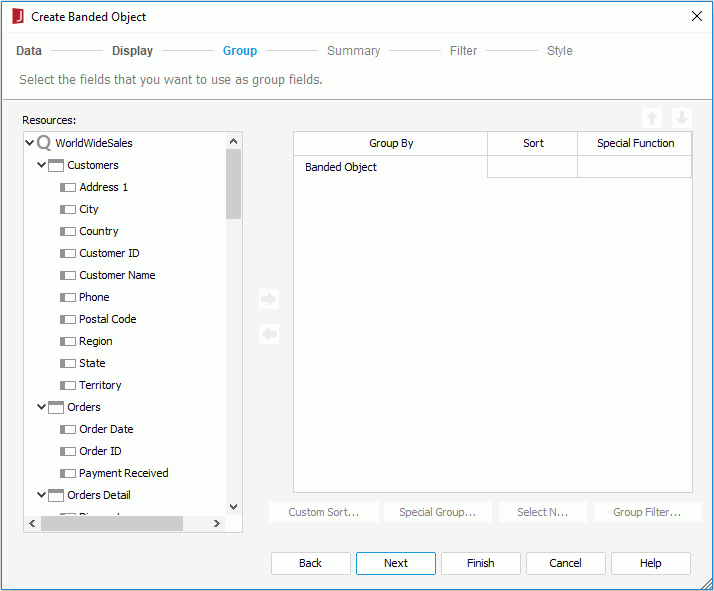 Create Banded Object - Group