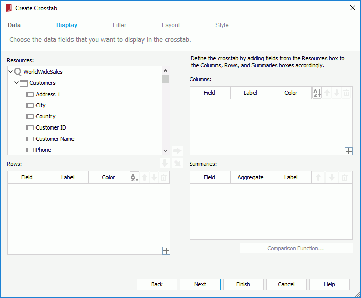 Create Crosstab - Display