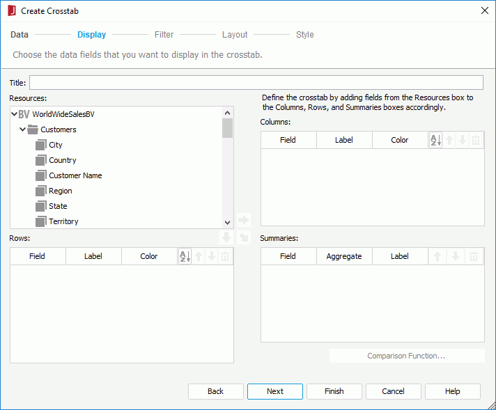 Create Crosstab - Display