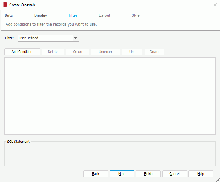 Create Crosstab - Filter