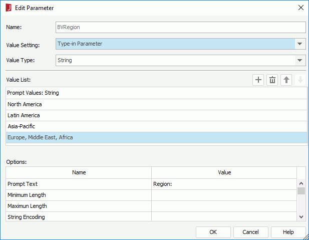 Edit Parameter dialog