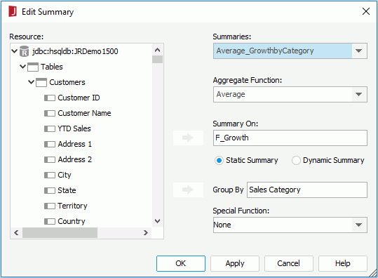 Edit Summary dialog