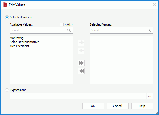 Edit Values dialog