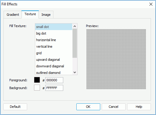 Fill Effects dialog - Texture tab
