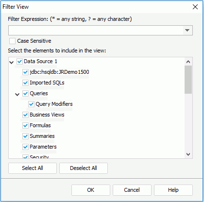 Filter View dialog