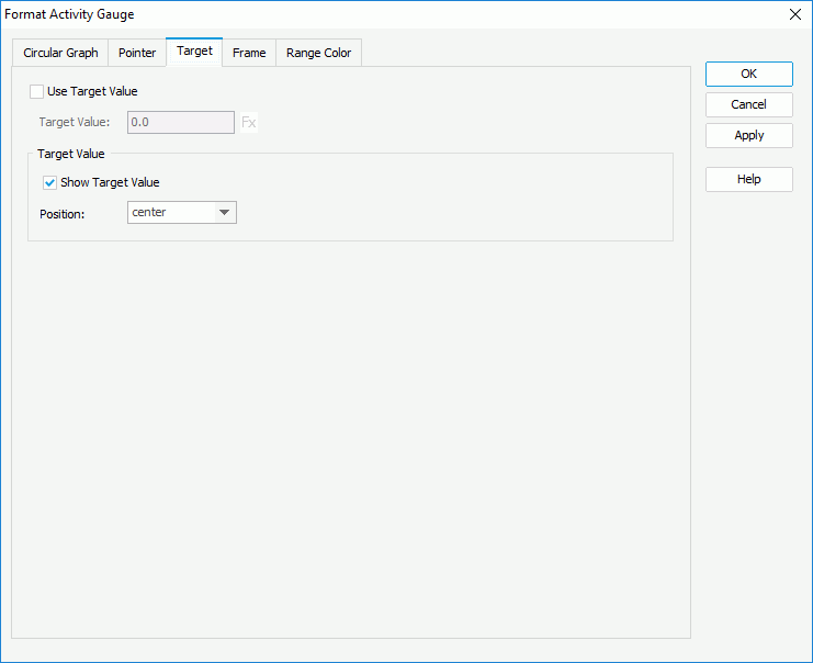 Format Activity Gauge dialog - Target