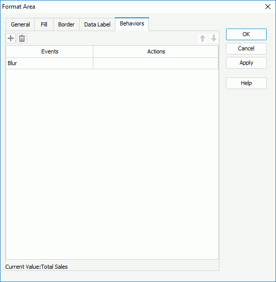 Format Area dialog for library component - Behaviors tab