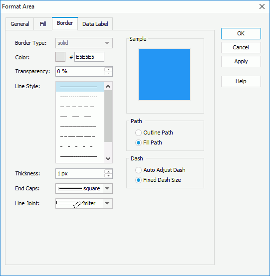 Format Area dialog - Border tab
