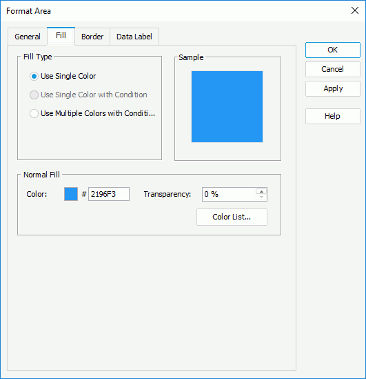 Format Area dialog - Fill tab