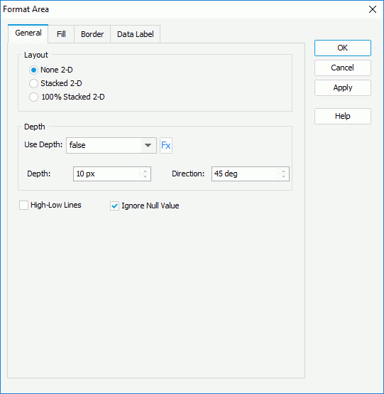Format Area dialog - General tab