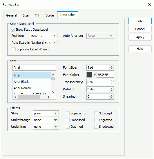 Format Bar dialog - Data Label
