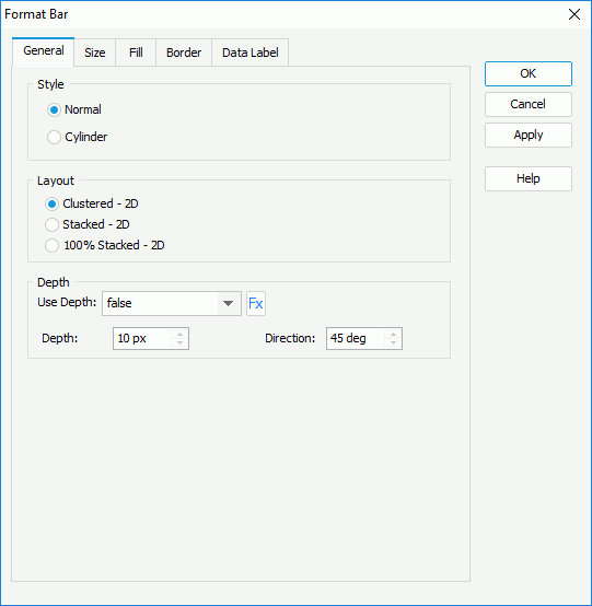Format Bar dialog - General