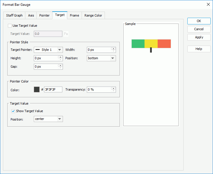 Format Bar Gauge dialog - Target