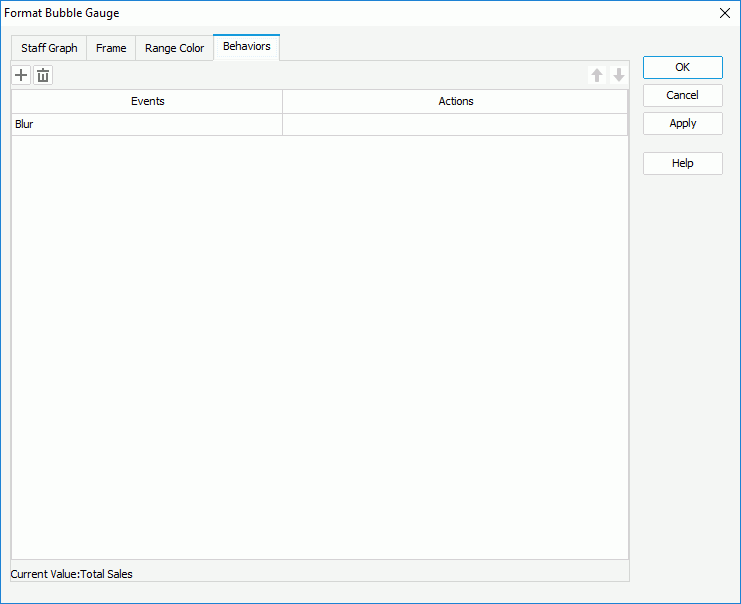 Format Bubble Gauge dialog - Behaviors