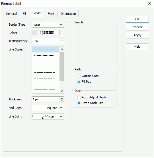 Format Label dialog - Border