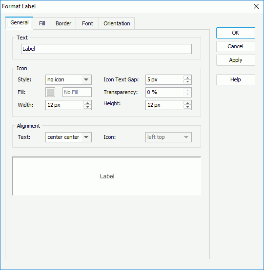 Format Label dialog - General