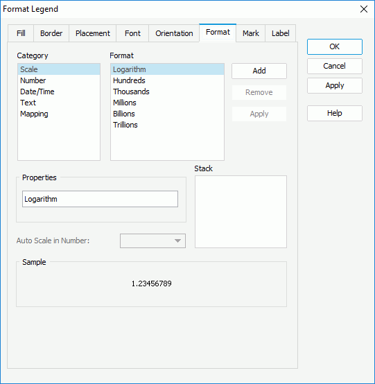 Format Legend dialog - Format