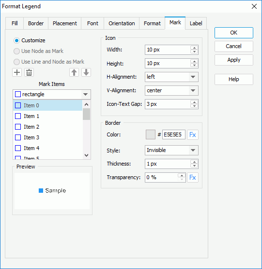 Format Legend dialog - Mark