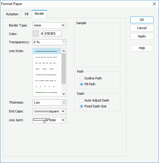Format Paper dialog - Border