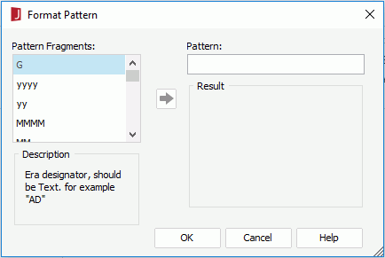 Format Pattern dialog