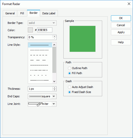 Format Radar dialog - Border