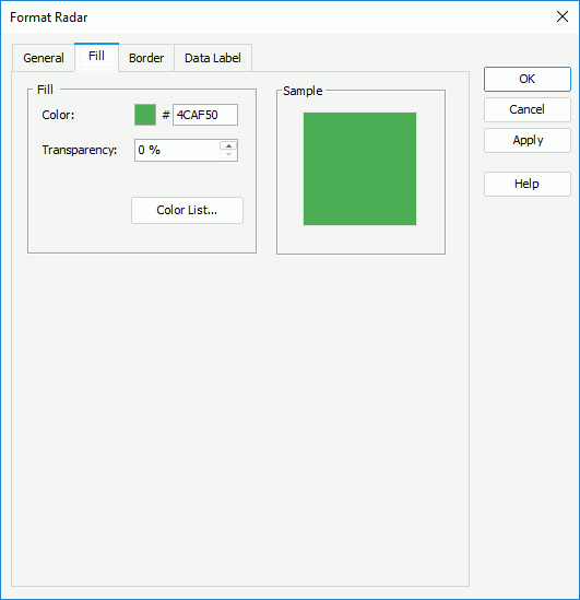 Format Radar dialog - Fill