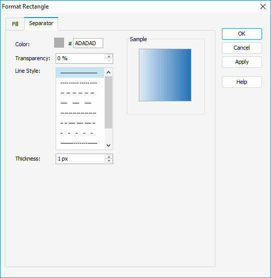 Format Rectangle dialog - Separator