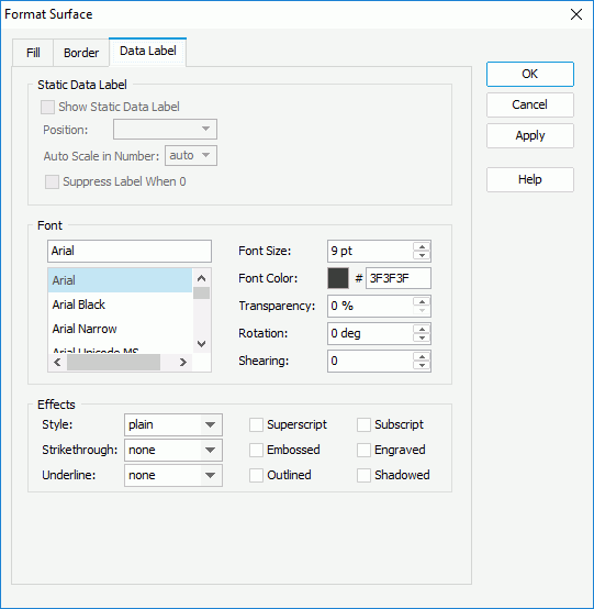 Format Surface - Data Label