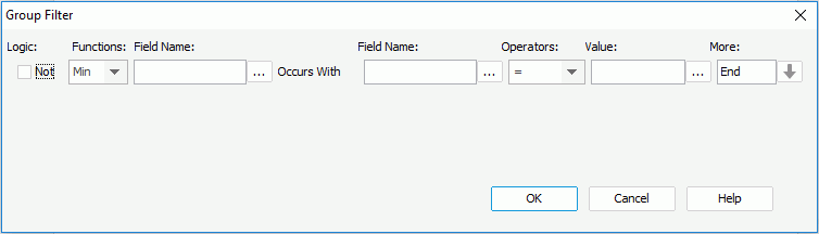 Group Filter dialog