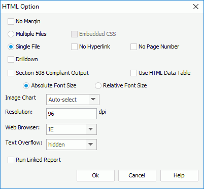 HTML Option dialog