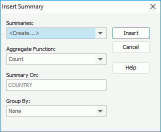 Insert Summary dialog