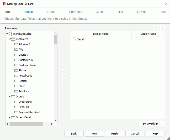 Mailing Label Wizard - Display
