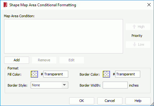 Shape Map Area Conditional Formatting dialog